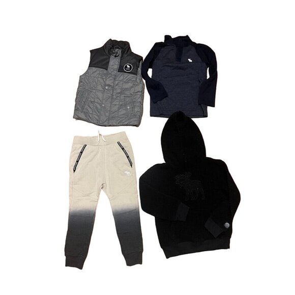 Abercrombie Sweatshirt Kid 5 Black Hoodie Ombre Pant Puffer Vest Winter Preppy 6 - Picture 1 of 7